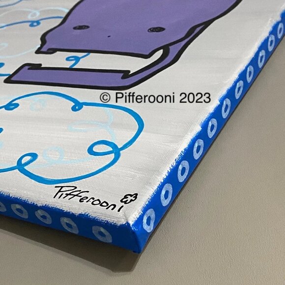 Original YOU EXISTED cute skull clouds truism poetry painting - Picture 2 of 2